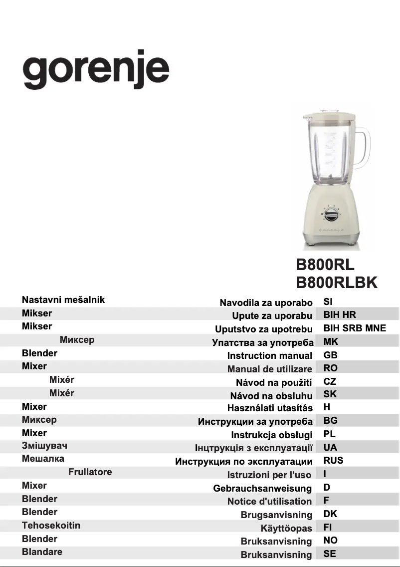 Image de la première page du manuel de l'appareil B800RL