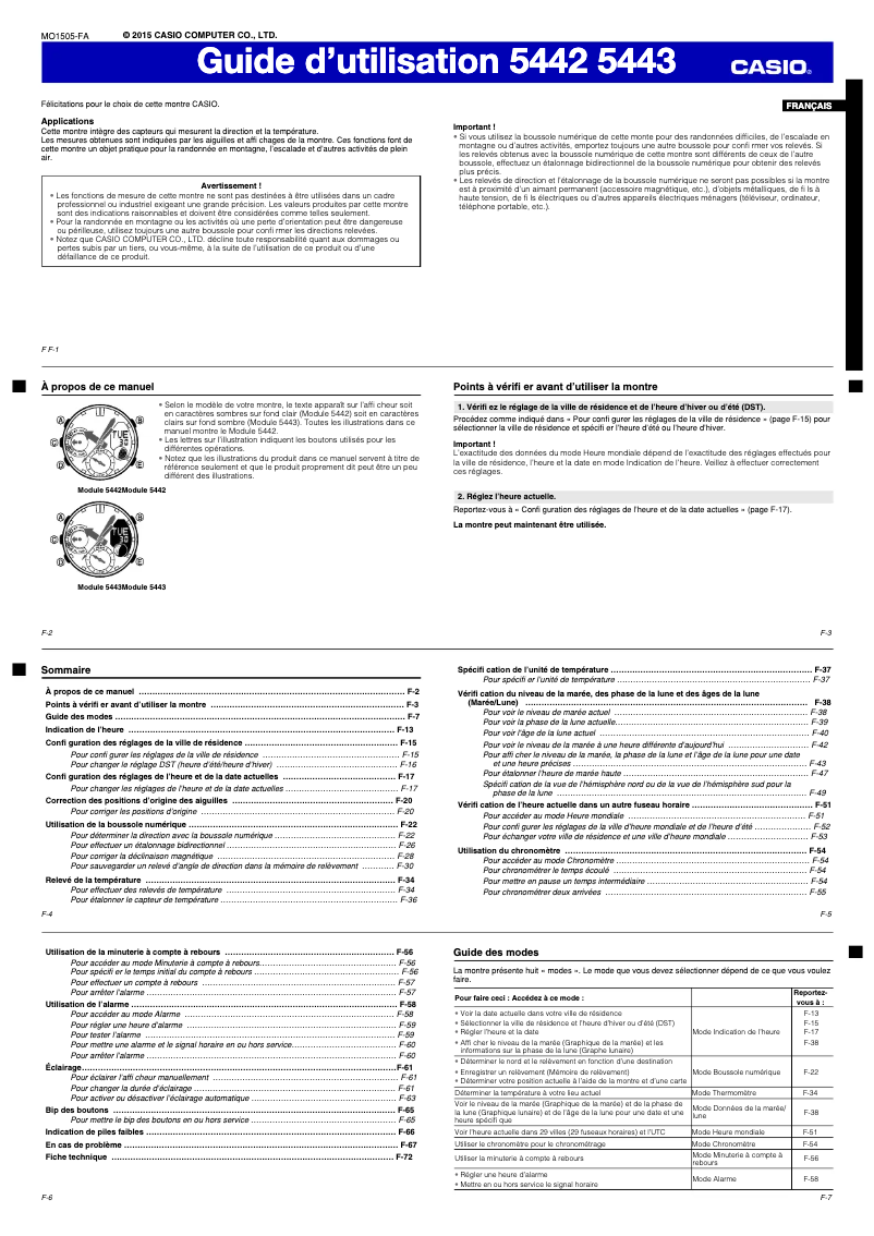 Image de la première page du manuel de l'appareil G-Shock GN-1000-1AER