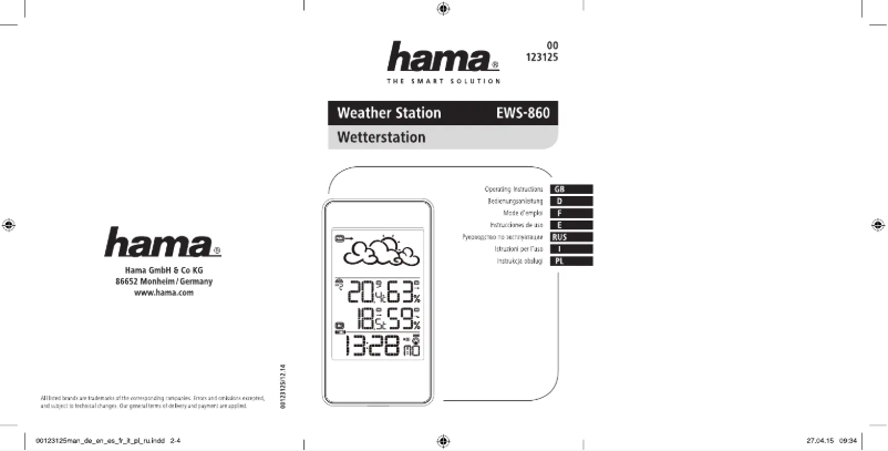 Imagen de la primera página del manual del dispositivo EWS-860