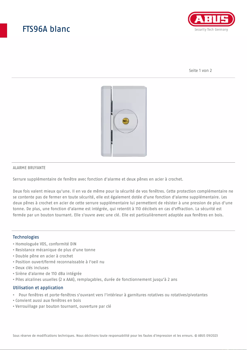 Image de la première page du manuel de l'appareil FTS96A