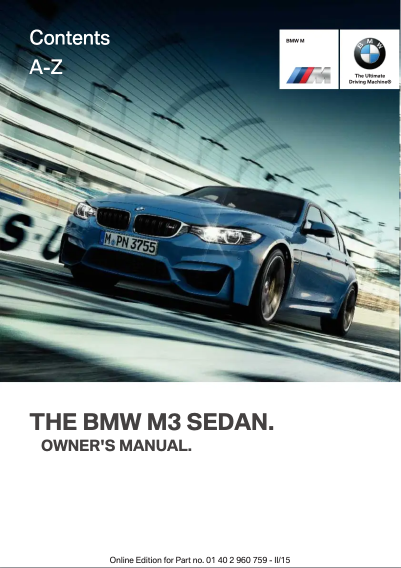 Page 1 de la notice Manuel utilisateur BMW M3 Sedan (2015)