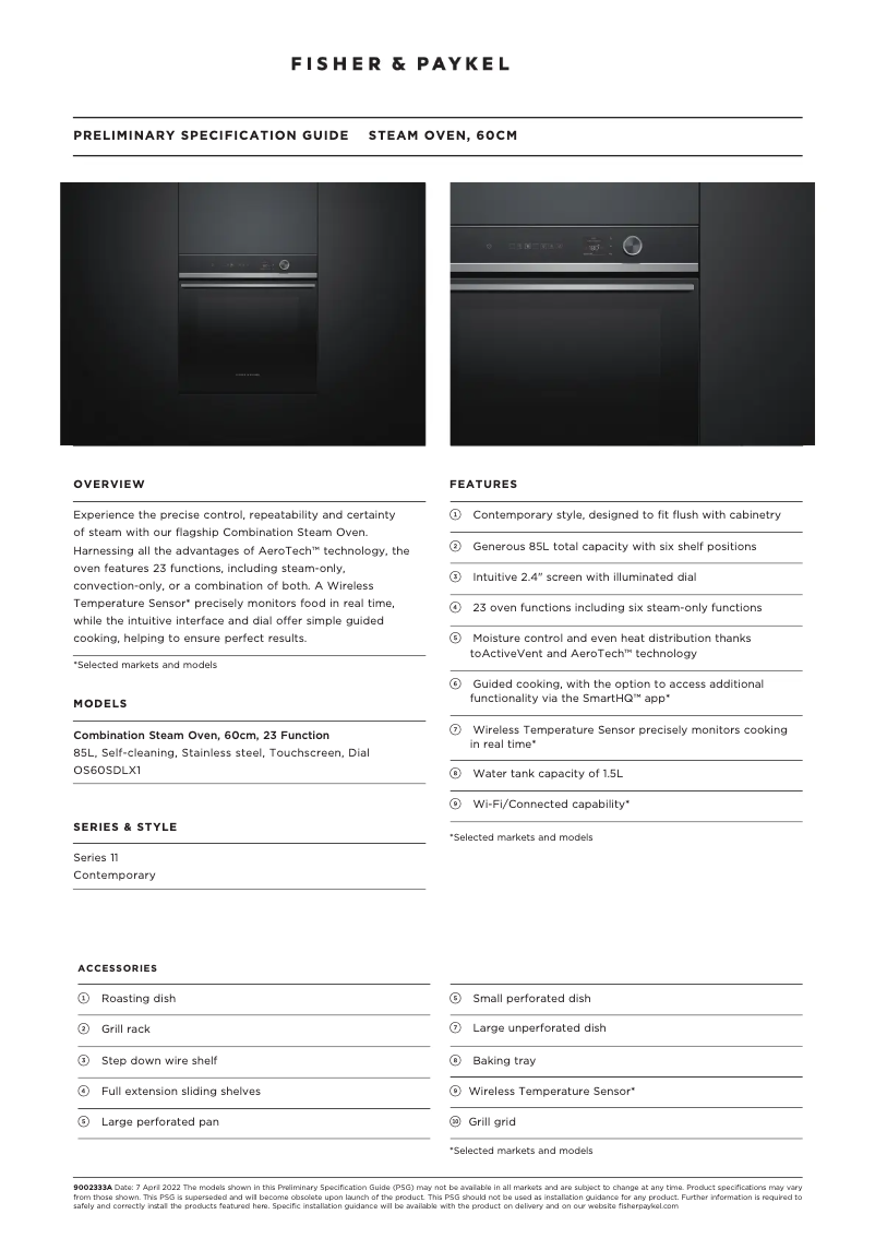 Image de la première page du manuel de l'appareil OS60SDLX1