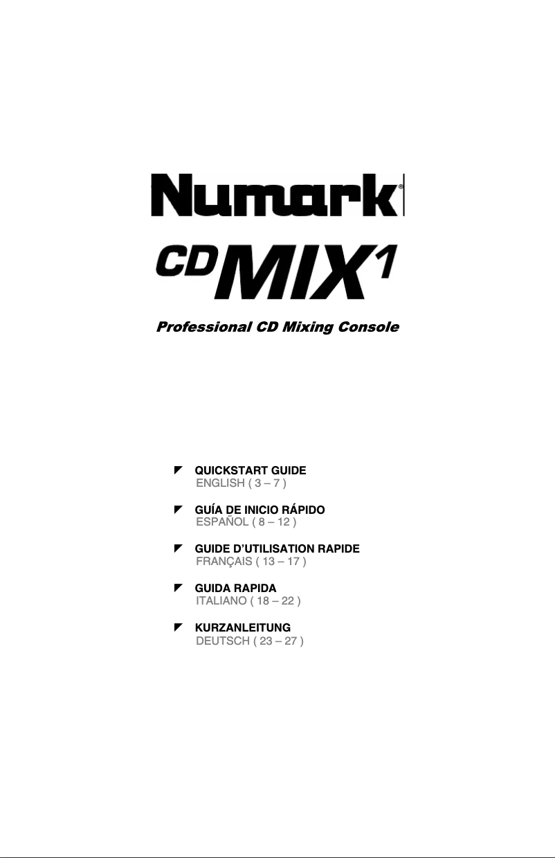 Page 1 de la notice Manuel utilisateur Numark CDMIX-1