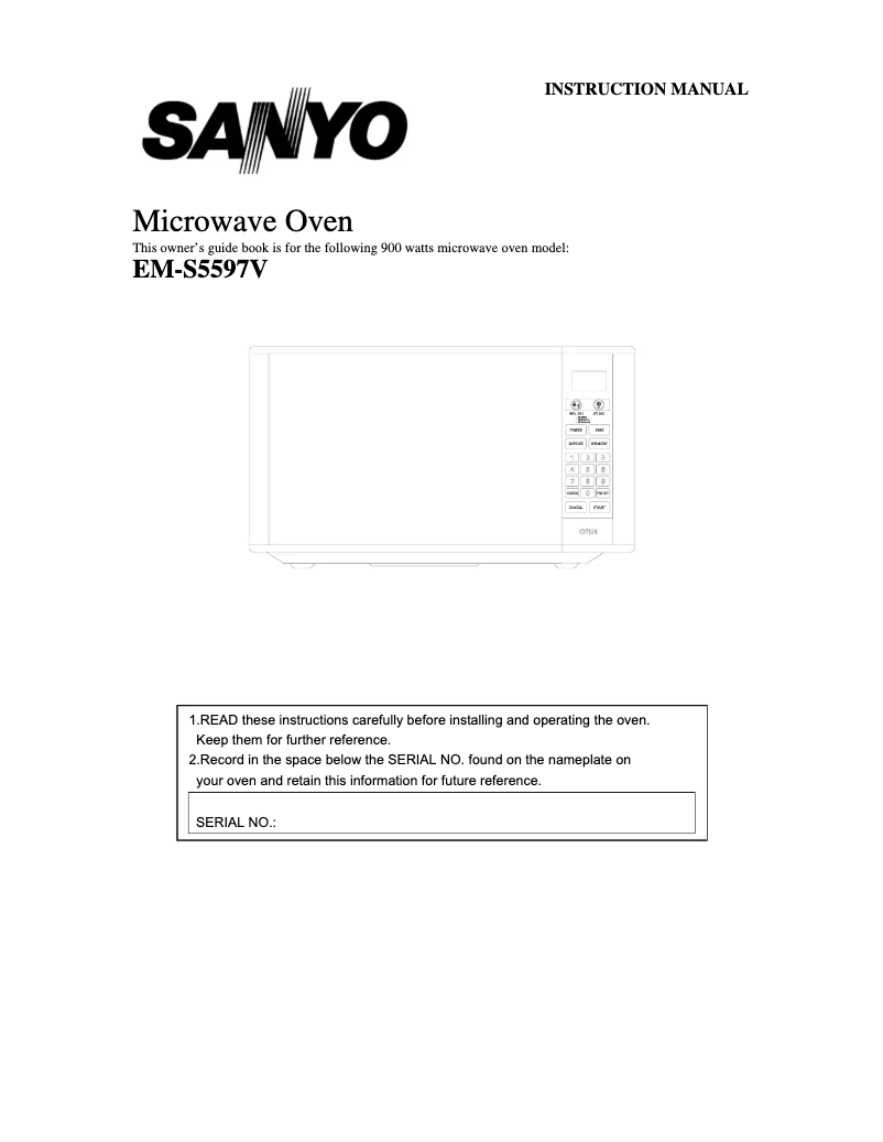 Page n°1 - Manuel utilisateur Sanyo EM-S5597V