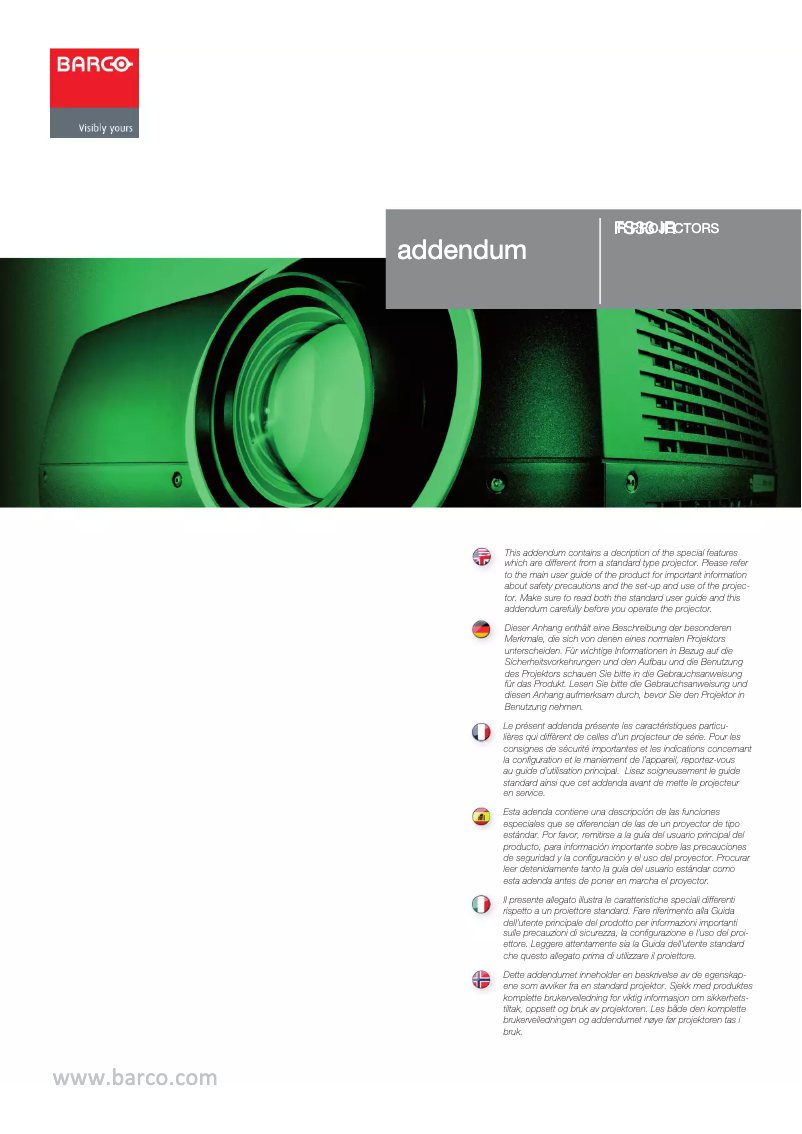 Page 1 de la notice Manuel utilisateur Barco FS33