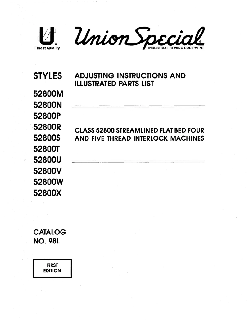 Page 1 de la notice Manuel utilisateur Union Special 52800R