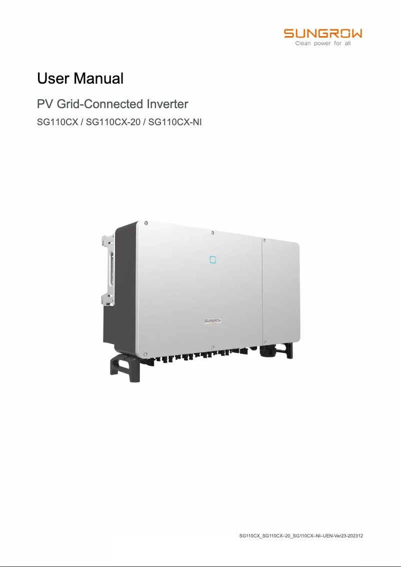 Página 1 del manual Manual de usuario Sungrow SG110CX
