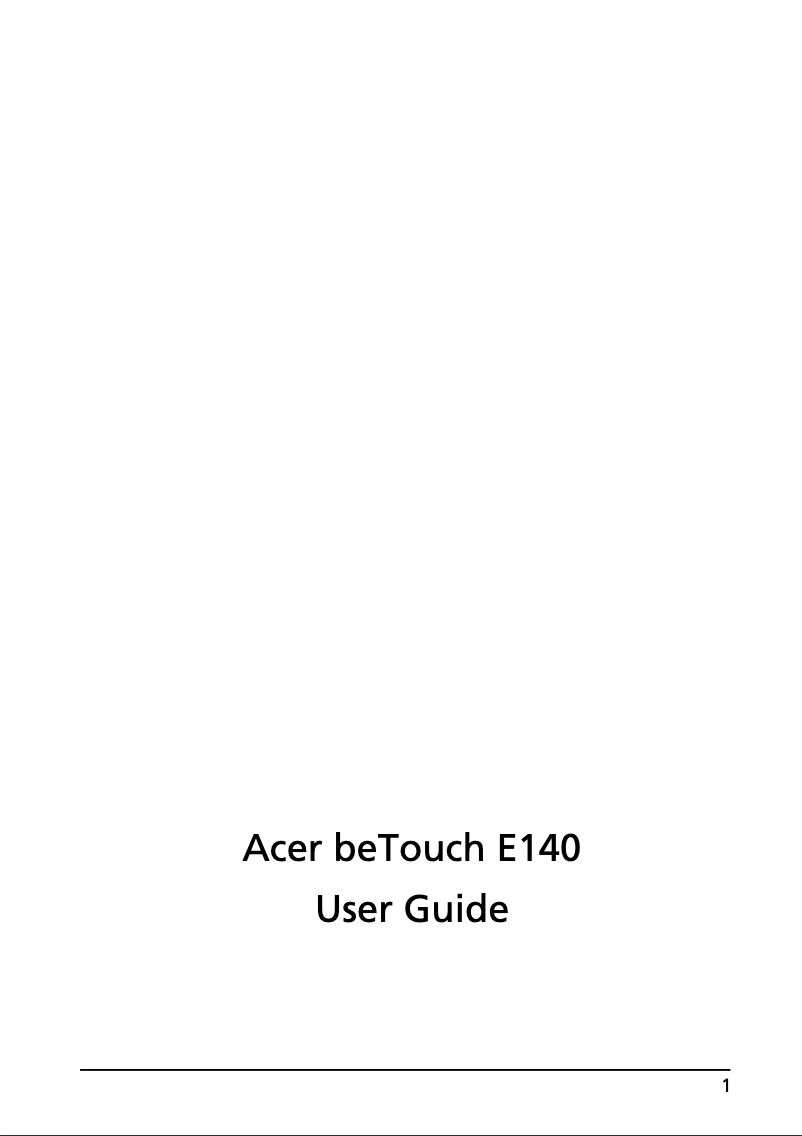Page n°1 - Manuel utilisateur Acer BeTouch E140