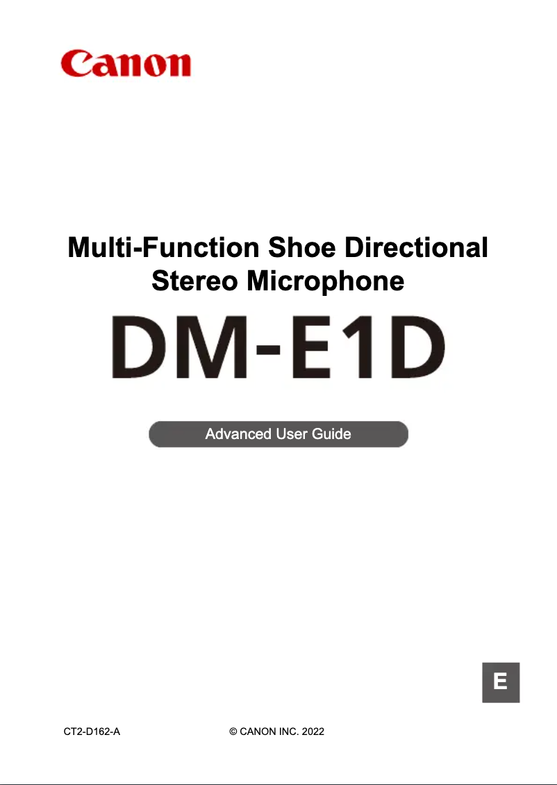 Page 1 de la notice Manuel utilisateur Canon DM-E1