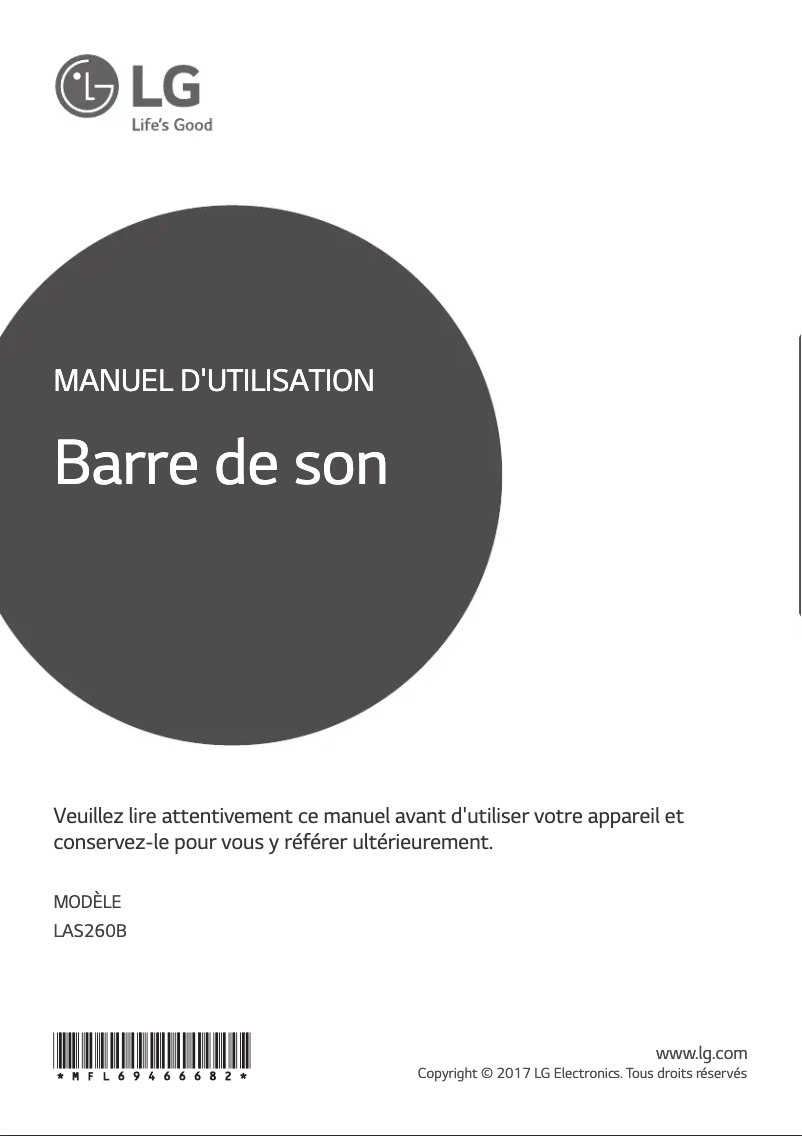 Image de la première page du manuel de l'appareil LAS260B