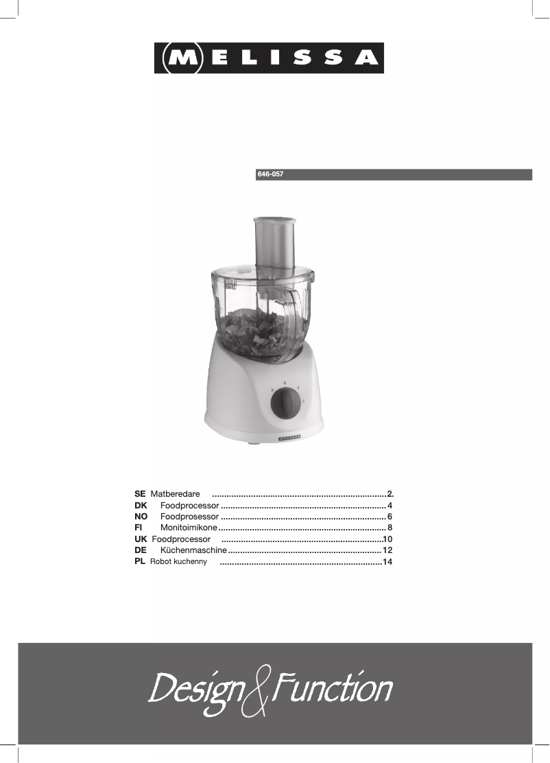 Page 1 de la notice Manuel utilisateur Melissa 646057
