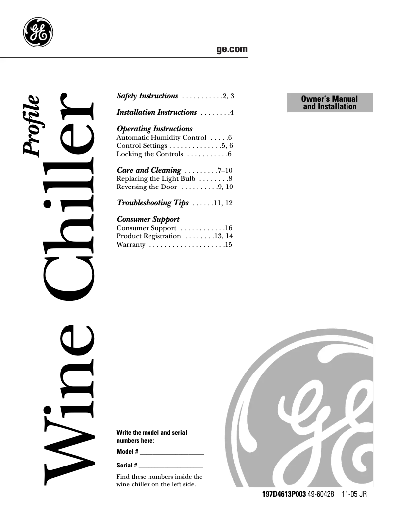 Page 1 de la notice Guide d'installation GE Profile PWR04FANBS