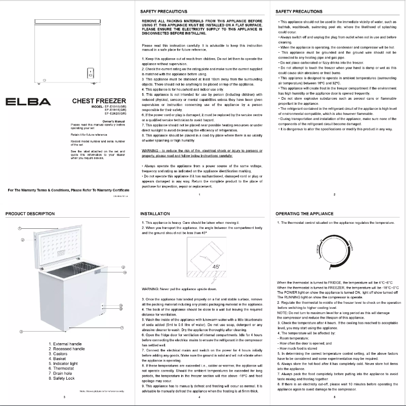 Image de la première page du manuel de l'appareil ARTICO EF-E1310(GR)