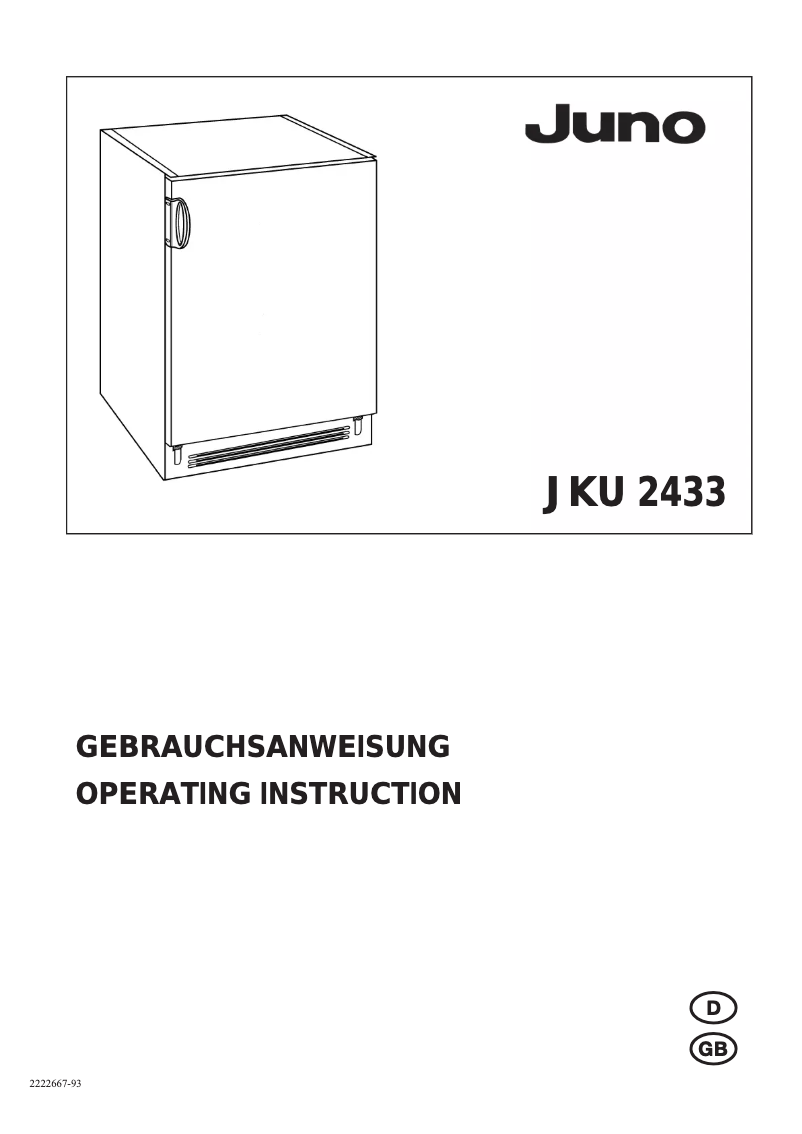 Page 1 de la notice Manuel utilisateur Juno JKU2433