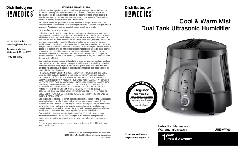 Image de la première page du manuel de l'appareil UHE-WM65