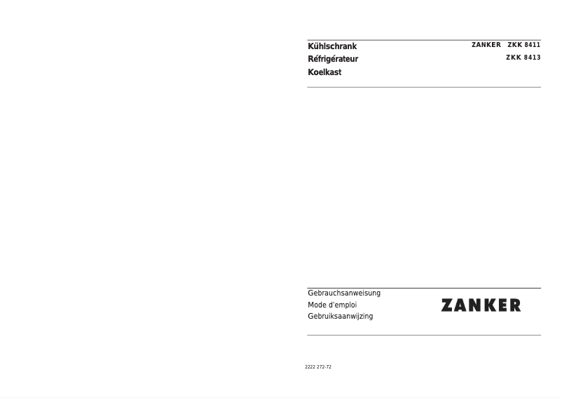 Page 1 de la notice Manuel utilisateur Zanker ZKK 8413