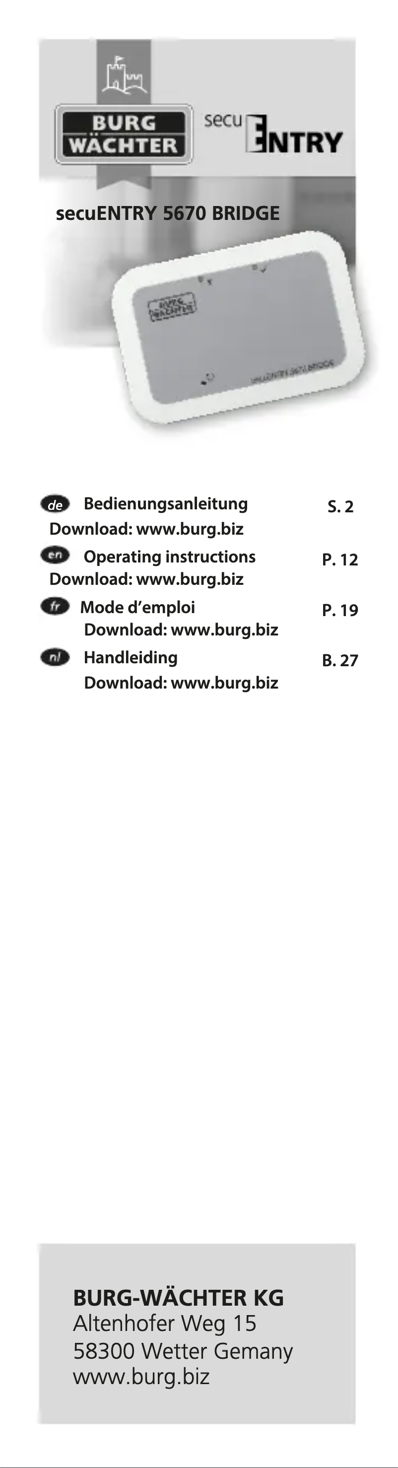 Página 1 del manual Manual de usuario Burg Wächter secuENTRY 5670