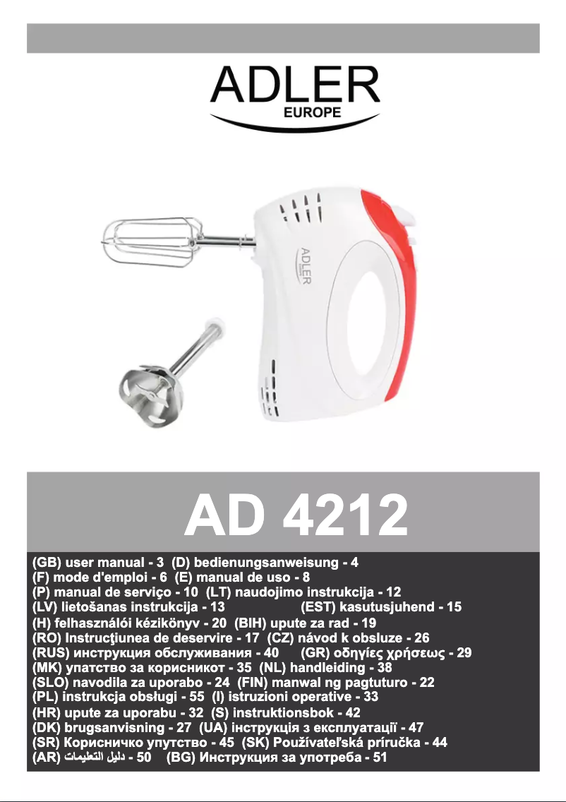 Image de la première page du manuel de l'appareil AD 4212