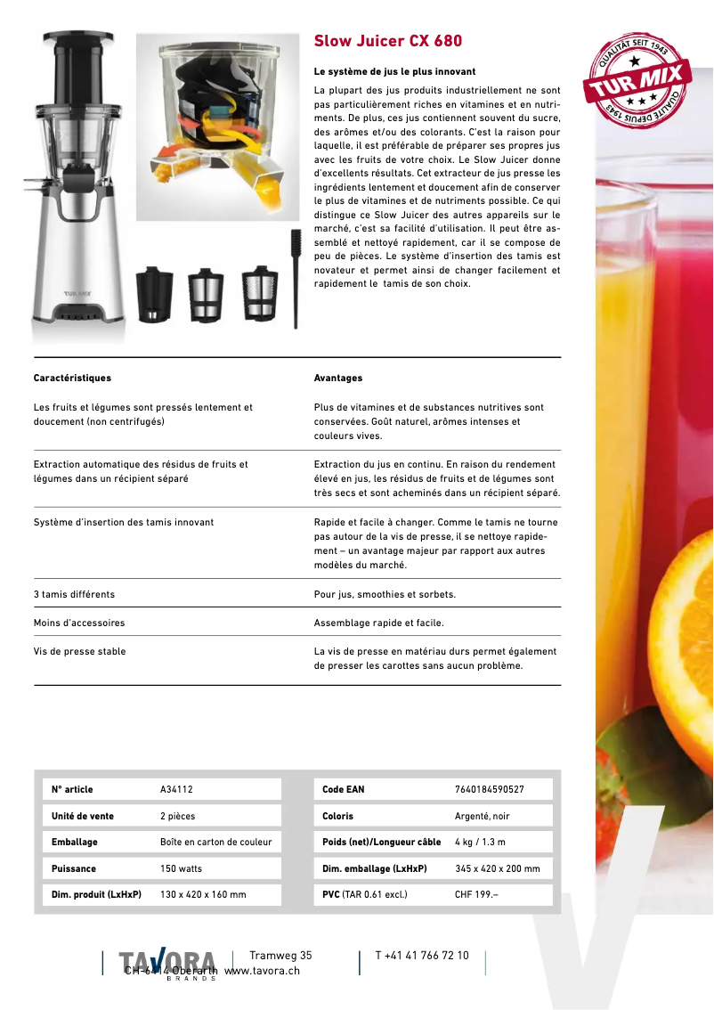 Página 1 del manual Ficha técnica Turmix CX 680