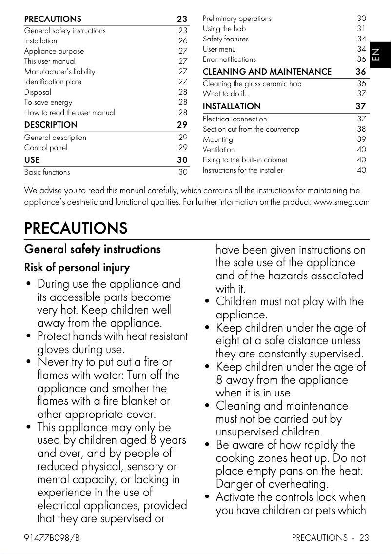 Page n°1 - Manuel utilisateur Smeg SI5743D1