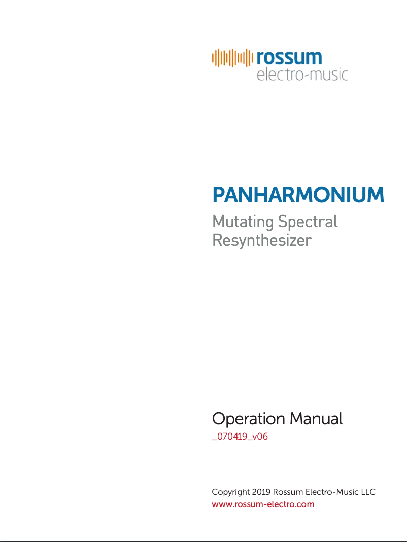 Page n°1 - Manuel utilisateur Rossum Electro-Music Panharmonium