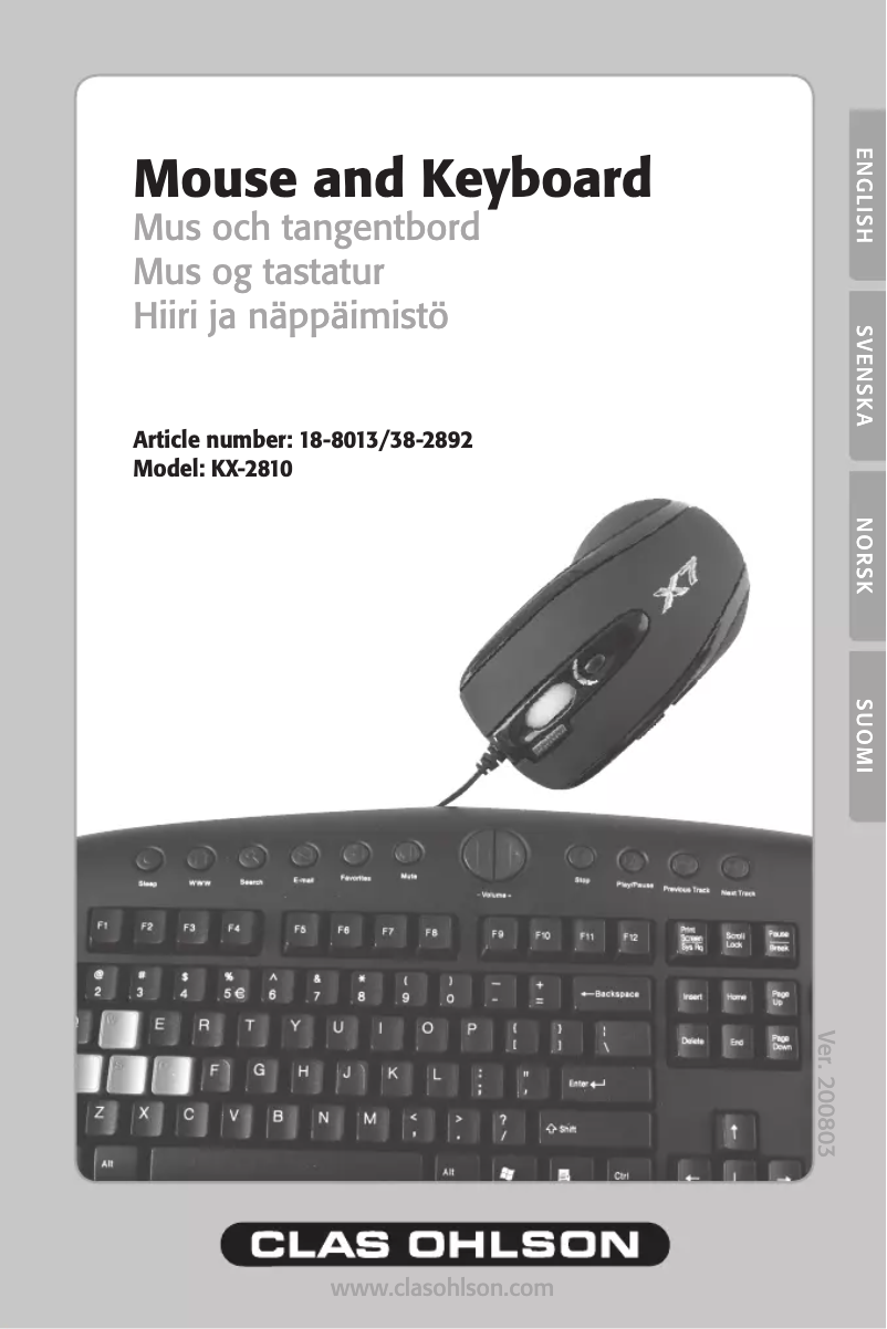 Image de la première page du manuel de l'appareil KX-2810