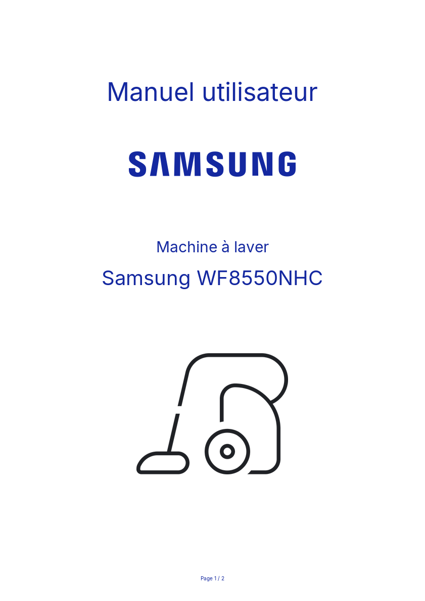 Page n°1 - Manuel utilisateur Samsung WF8550NHC