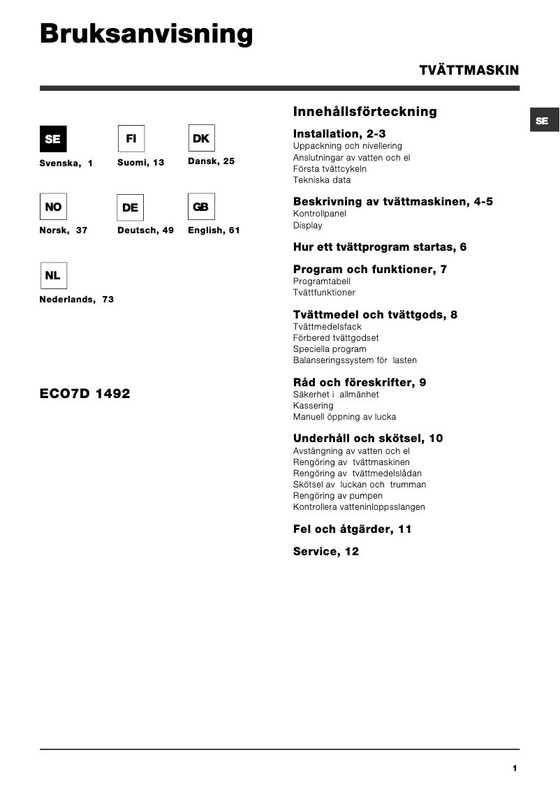 Image de la première page du manuel de l'appareil Maxi ECO7D 1492