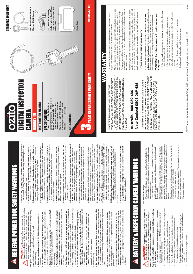 Page 1 of the manual User Manual Ozito ODIC-4810