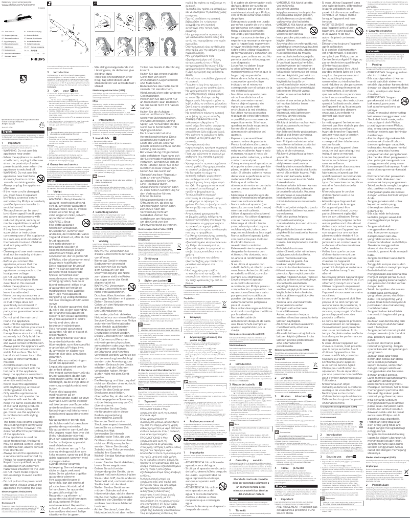 Image de la première page du manuel de l'appareil StyleCare Essential BHB862