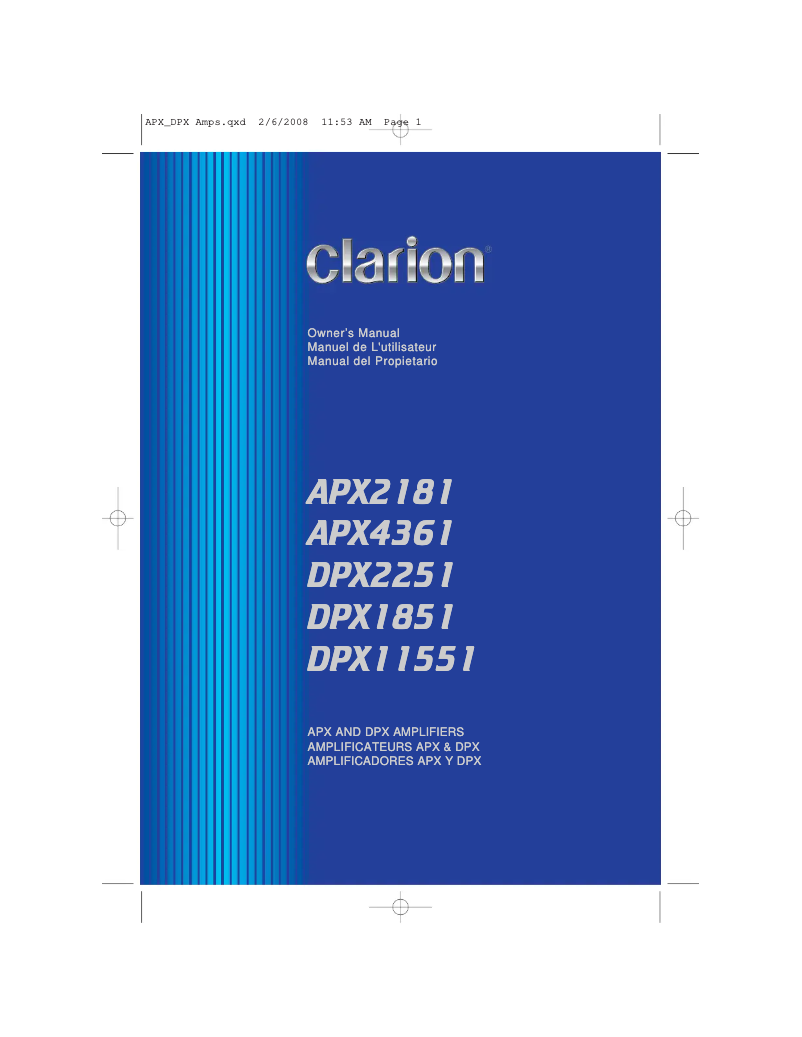 Page 1 de la notice Manuel utilisateur Clarion APX4361