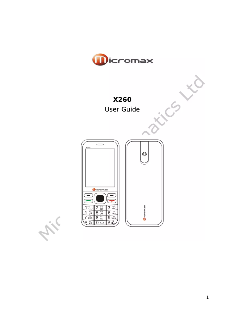 Page n°1 - Manuel utilisateur Micromax X260