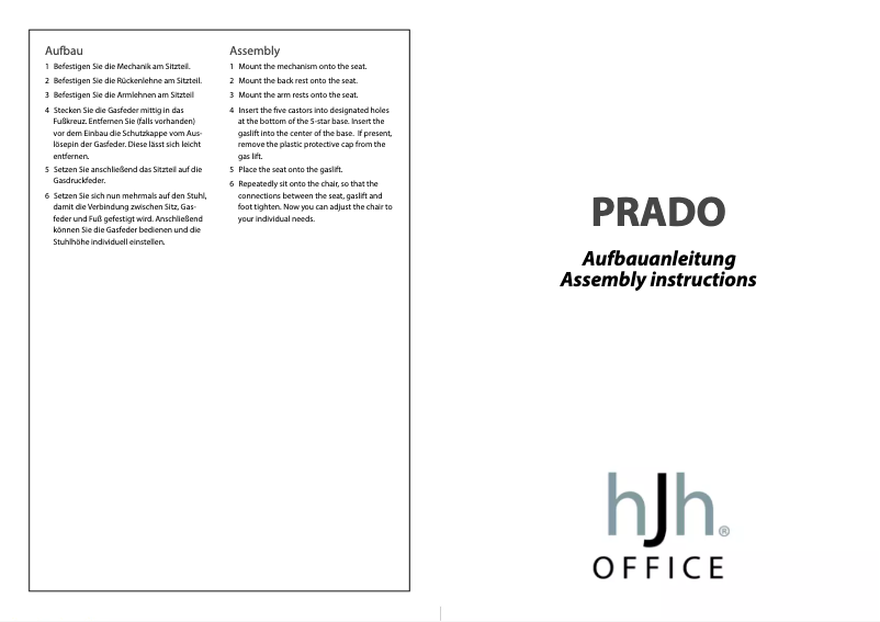 Page n°1 - Manuel utilisateur HJH Office Prado kunstleder