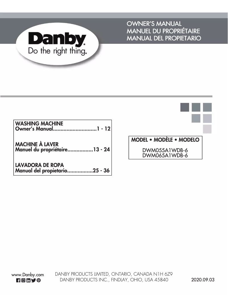 Page 1 de la notice Manuel utilisateur Danby DWM065A1WDB-6