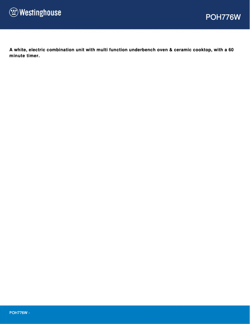 Page 1 de la notice Manuel utilisateur Westinghouse POH776W