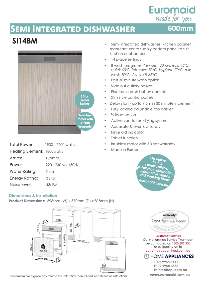 Page n°1 - Fiche technique Euromaid SI14BM