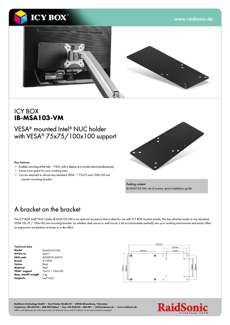 Page n°1 - Fiche technique Icy Box IB-MSA103-VM
