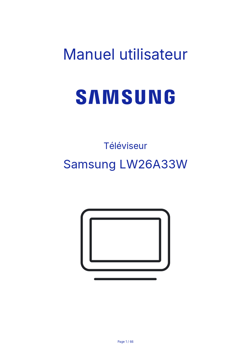 Page n°1 - Manuel utilisateur Samsung LW26A33W