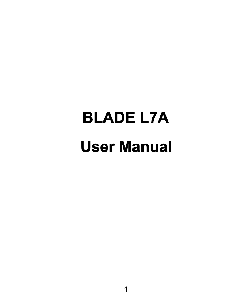 Image de la première page du manuel de l'appareil Blade L7A