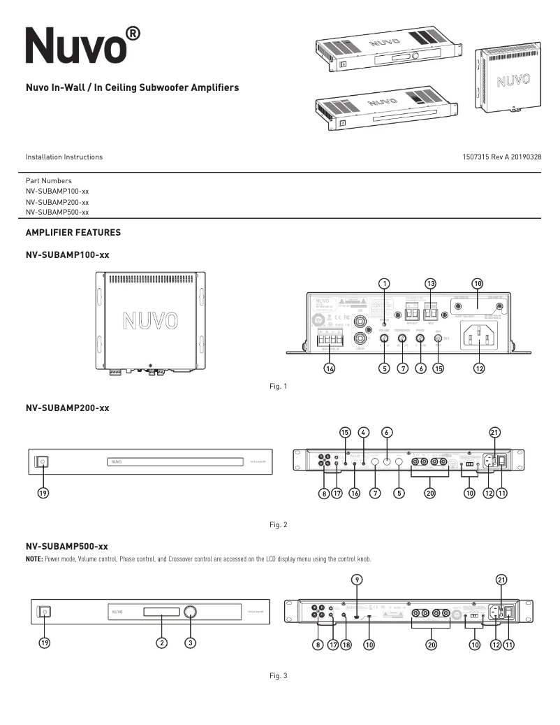 Imagen de la primera página del manual del dispositivo NV-SUBAMP200-NA