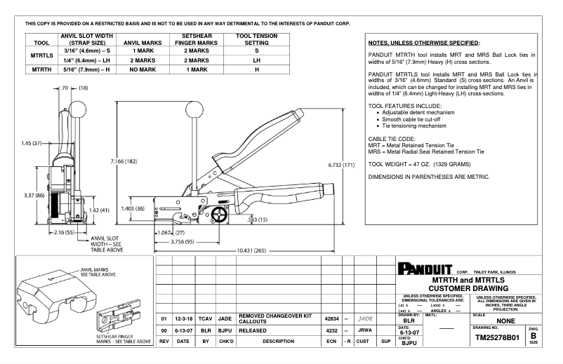 Page 1 de la notice Dessin technique Panduit MTRTH