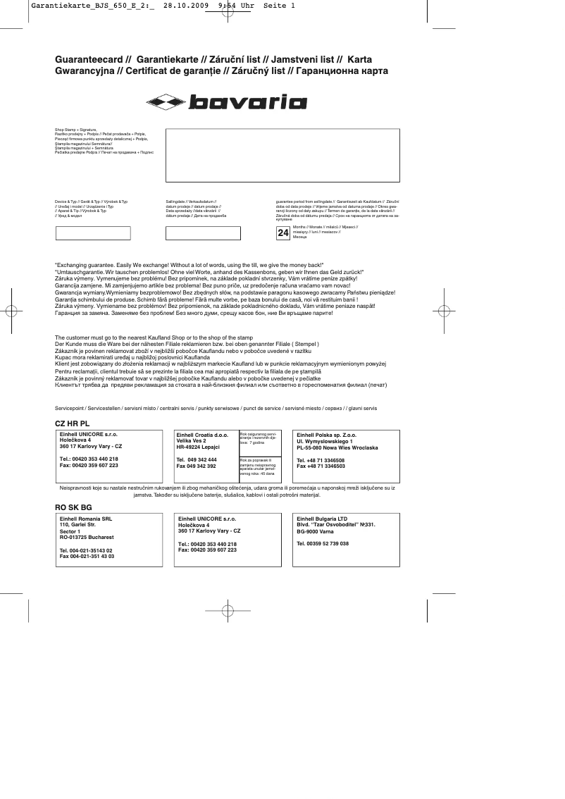 Imagen de la primera página del manual del dispositivo BJS 650 E-2