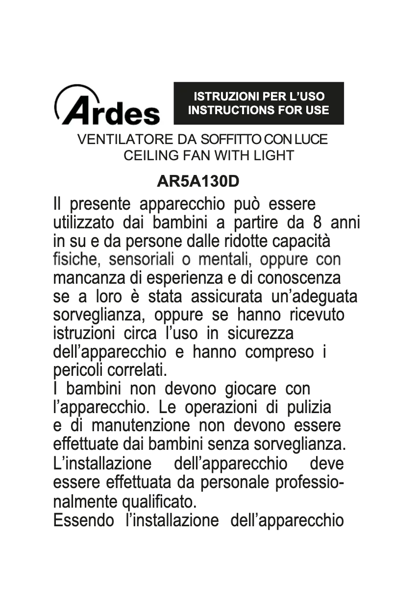 Página 1 del manual Manual de usuario Ardes AR5A130D