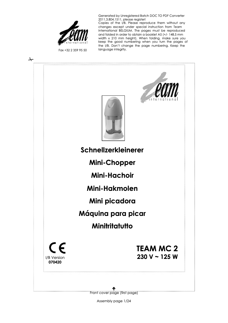 Page n°1 - Manuel utilisateur Team MC 2