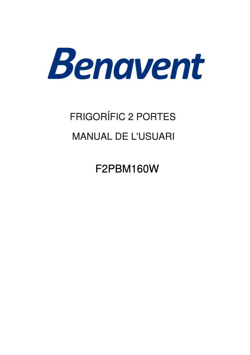 Página 1 del manual Manual de usuario Benavent F2PBM160W