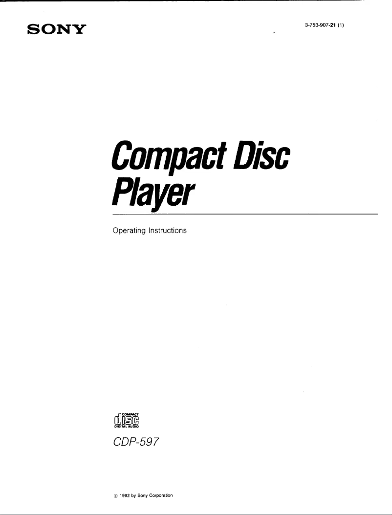 Page 1 de la notice Manuel utilisateur Sony CDP-597