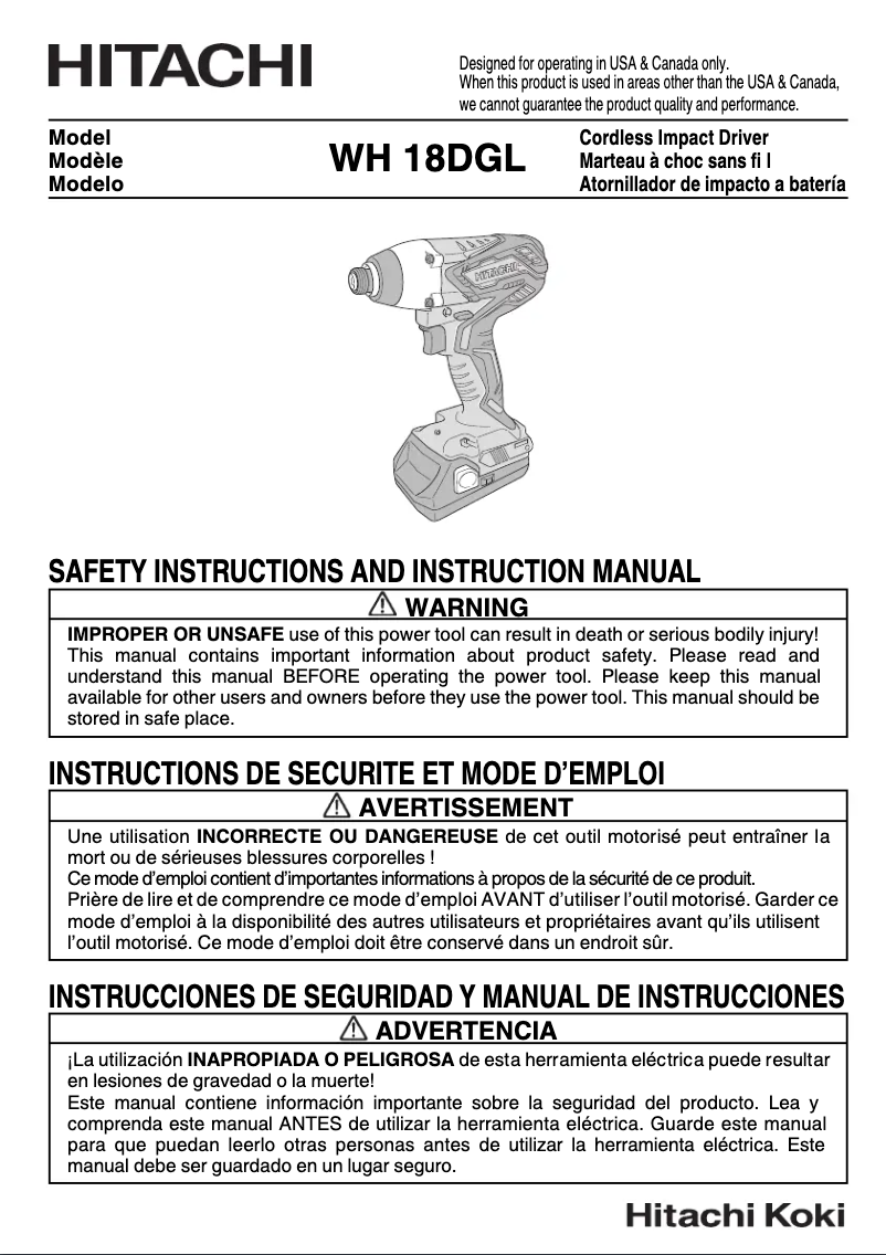 Página 1 del manual Manual de usuario Metabo WH18DGL