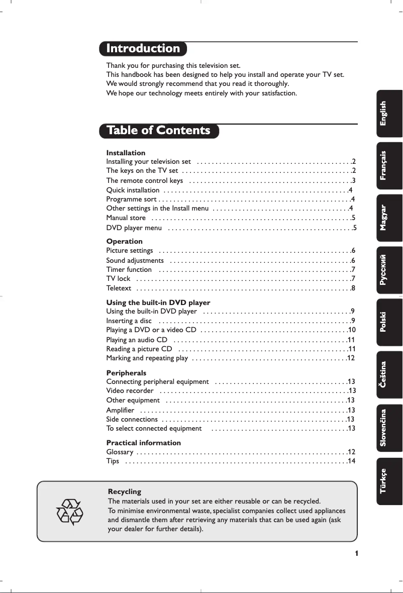 Page 1 de la notice Manuel utilisateur Philips 15PT6807