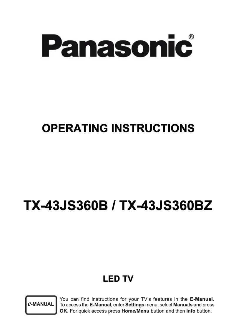 Page 1 de la notice Manuel utilisateur Panasonic TX-43JS360B