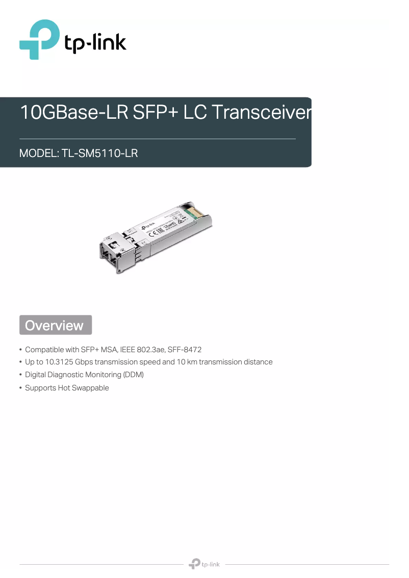 Image de la première page du manuel de l'appareil TL-SM5110-LR